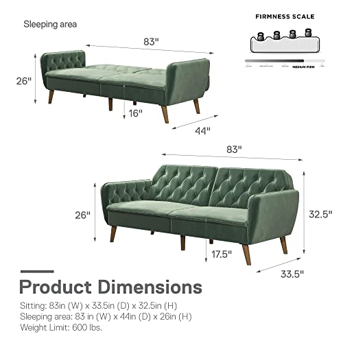 Novogratz Tallulah Memory Foam Futon Convertible Couch, Camel O490
