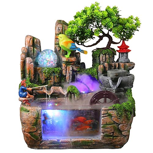20" Bonsai Waterfall Fountain with LED Lights for Tabletop Y189973