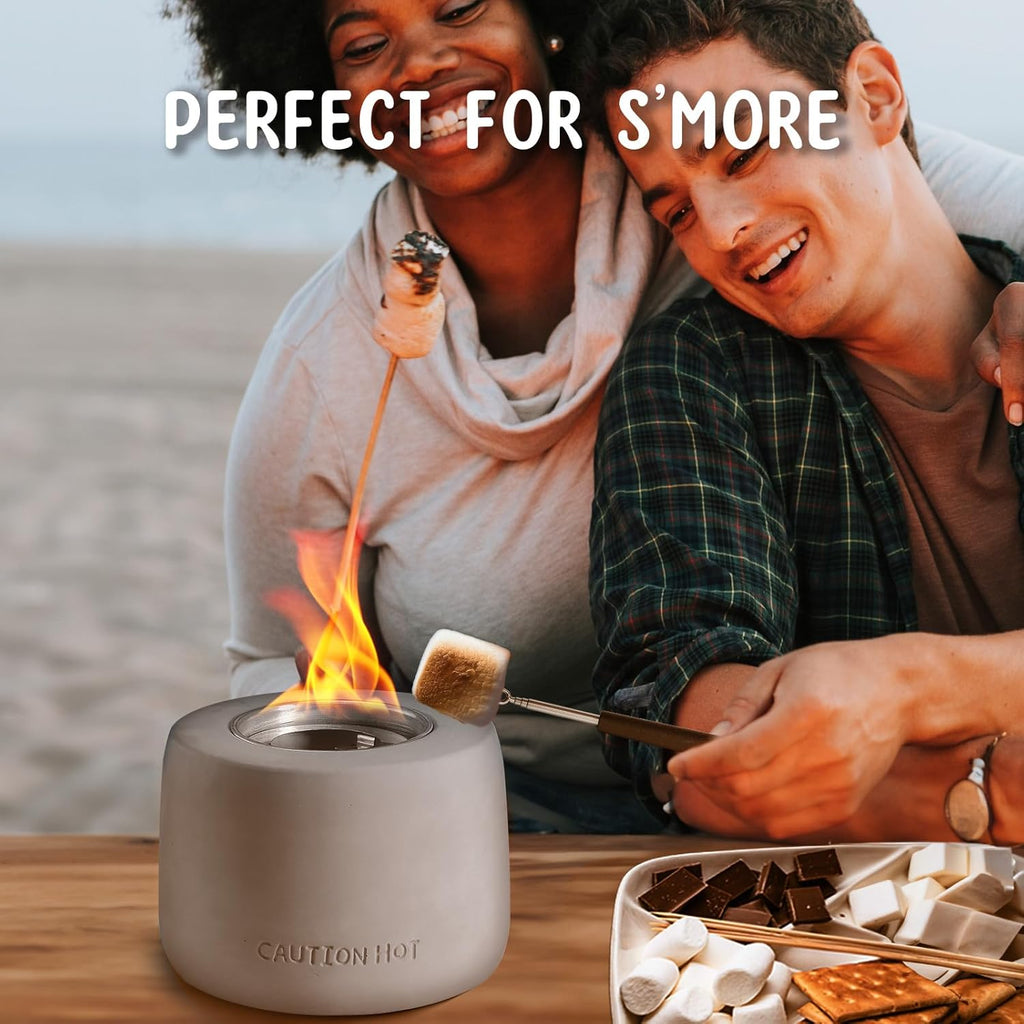 Table Top Firepit Smores Maker with Extendable Forks and Wooden Base G709430