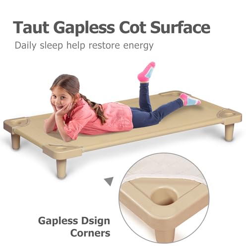 Stackable Kids Nap Cot with 4 Lockable Casters, Portable Toddler Sleeping Bed for Preschool Daycare, Set of 5 V171734