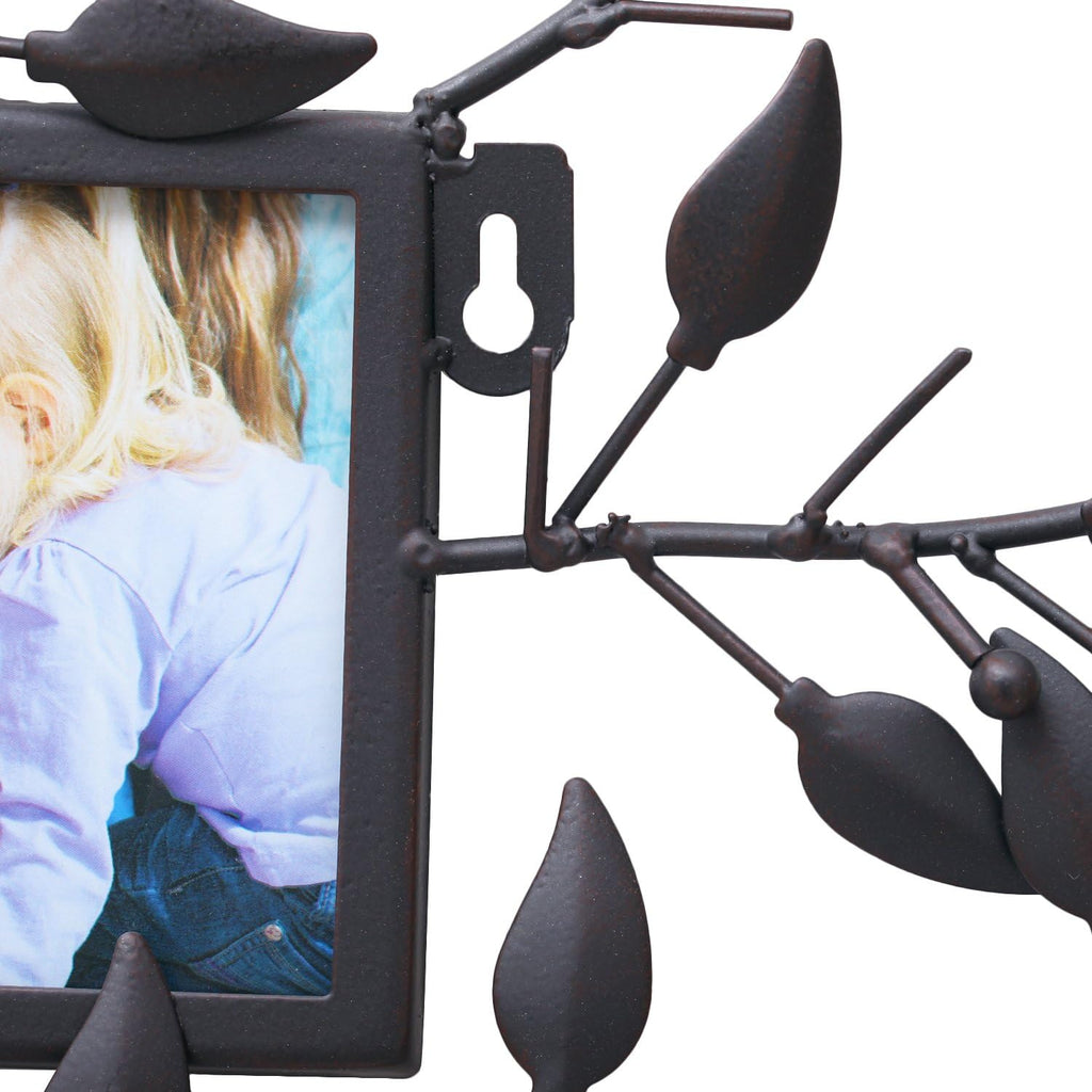 Adeco PF0566 Family Tree Metal Wall Hanging Picture Photo Frame, 8 Openings, Black W16719