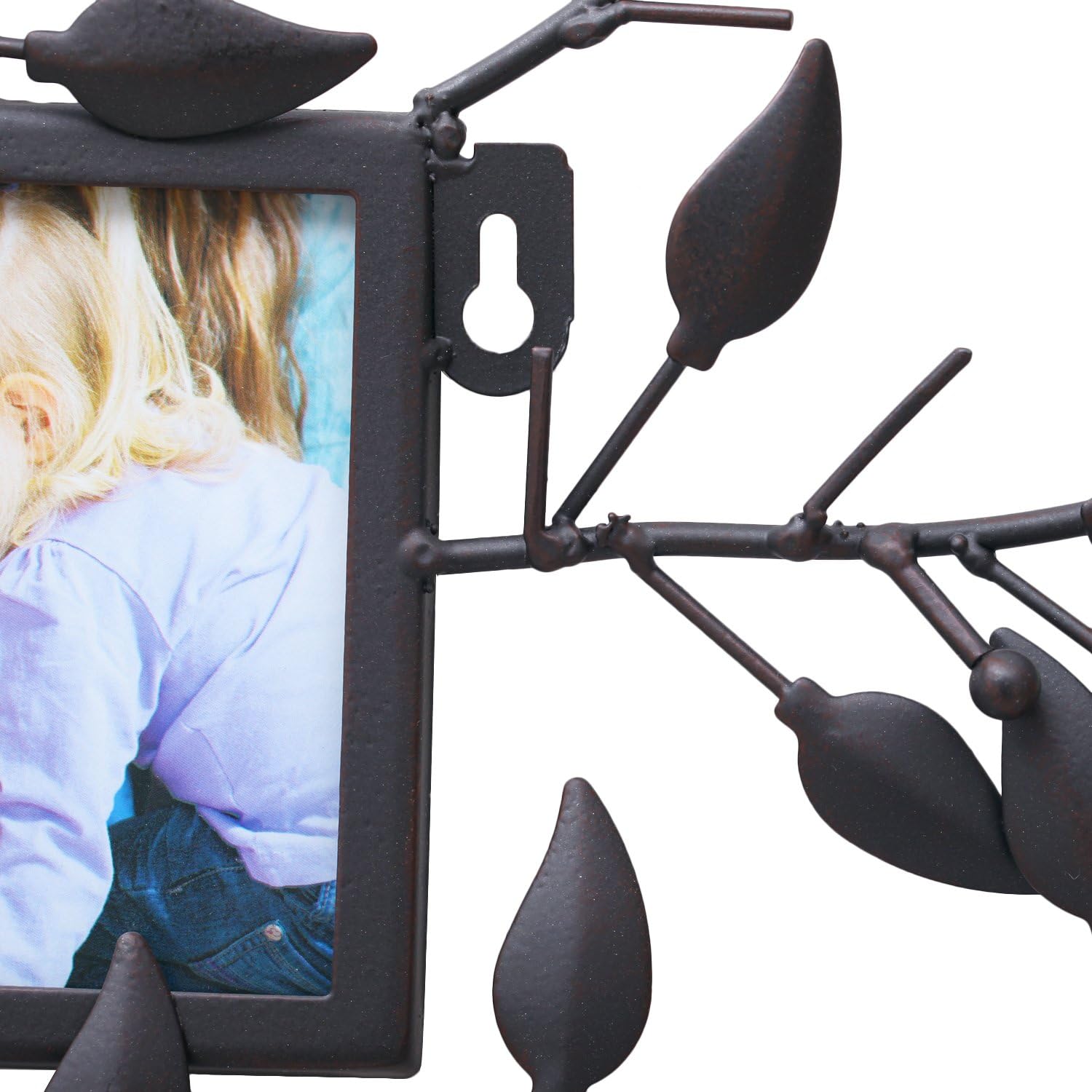 Adeco PF0566 Family Tree Metal Wall Hanging Picture Photo Frame, 8 Openings, Black W16719