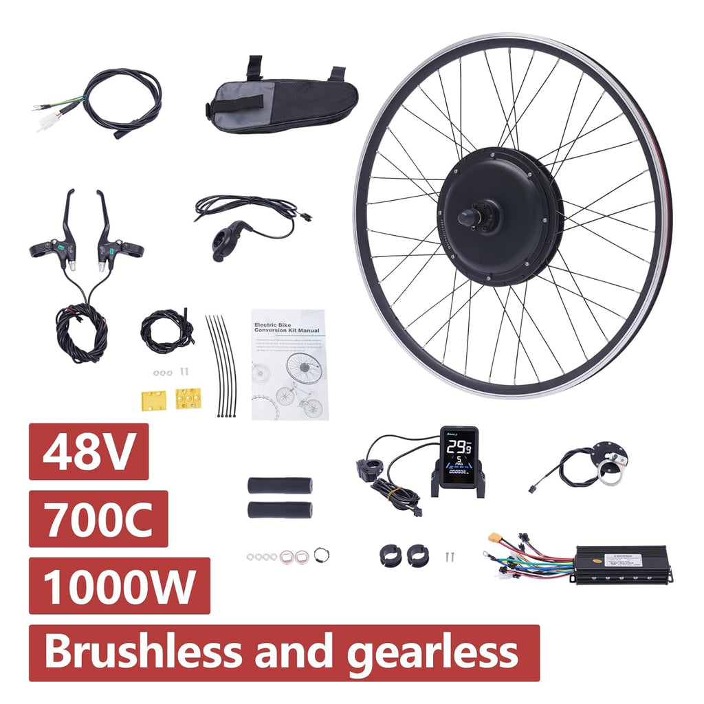 48V 1000W Electric Bike Conversion Kit, Rear Wheel Hub Motor for 700C 28"/29" S54763