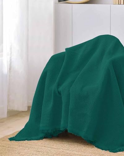 Emerald Green Tassel Couch Cover for 3 Cushion Sectional Sofa, Washable F399363
