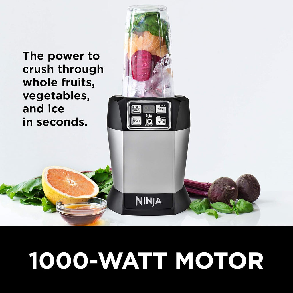 Ninja BL480D Nutri Personal Countertop Blender with Auto-iQ, 1000-Watts, Black/Silver Q408