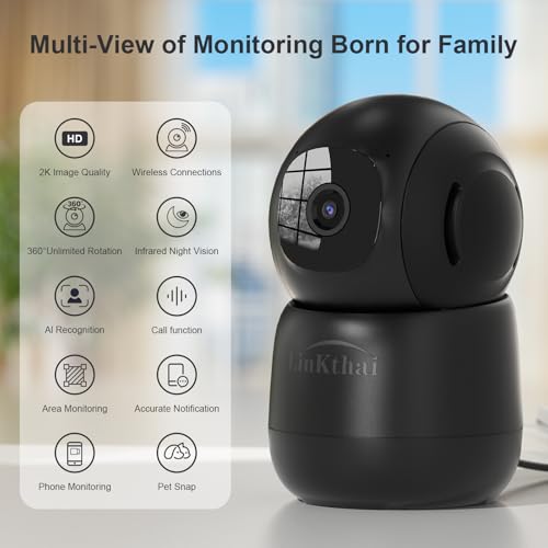 Pet Camera Indoor 2K Wireless 360° Auto Tracking, 2 Pack A666
