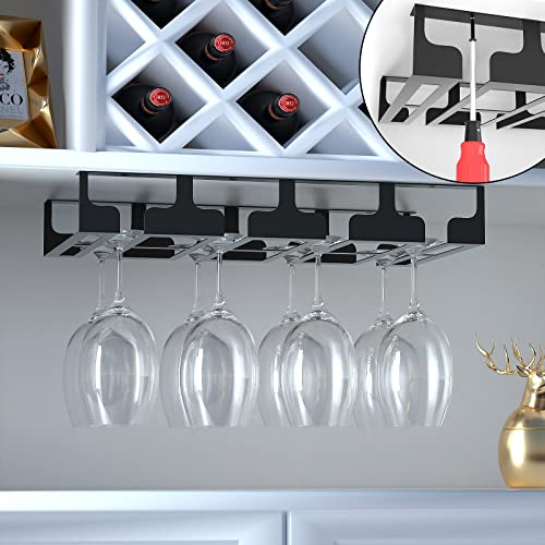 Black Wine Glass Rack Under Cabinet Holder 2 Pack H69590