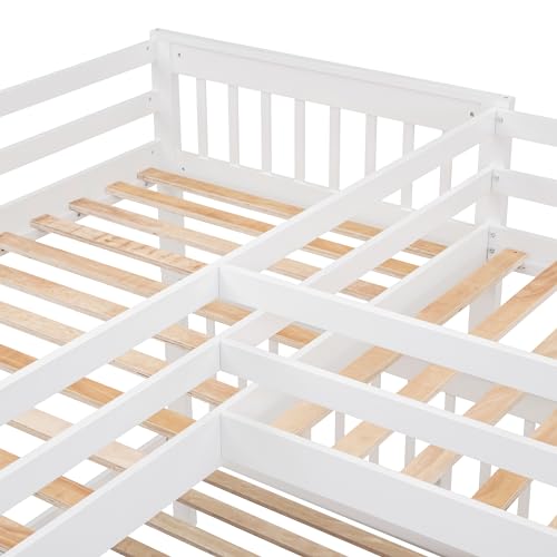 Harper & Bright Designs L-Shape Triple Bunk Bed with Stairs, Desk & Wardrobe, Espresso D9172
