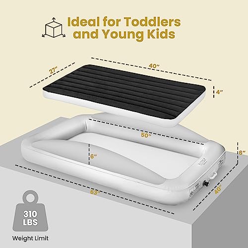ELTOW Toddler Inflatable Travel Bed with Safety Bumpers and Pump W4274