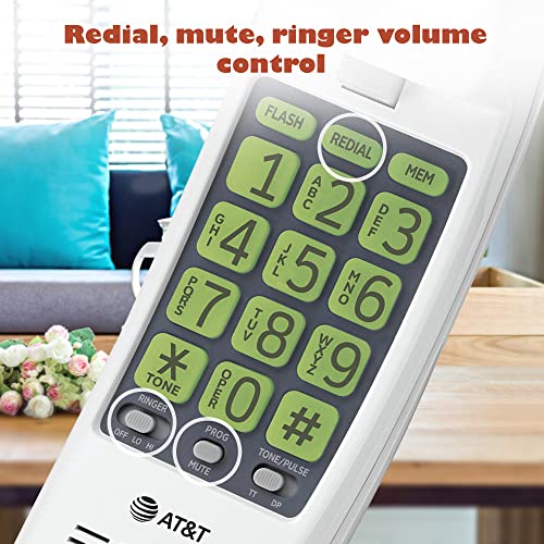 AT&T TRIMLINE 213-11 Corded Home Phone with Extra Big Buttons & Visual Ringer, Black J519