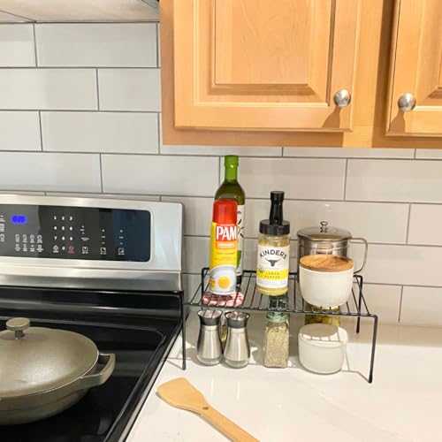 Evelots Kitchen Cabinet Wire Shelf Organizer 2 Pack, Black E772404