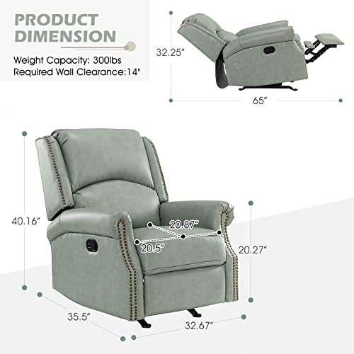 HULALA HOME Genuine Leather Recliners Set of 2, Adjustable Backrest & Footrest, Brown W21906