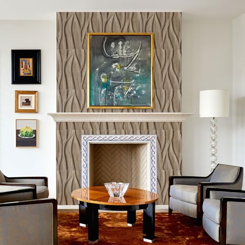 STICKGOO 3D Wall Panels for Interior Wall Decor, Walnut Textured Wave Design, 12 Pack 19.7''x19.7'' M729318