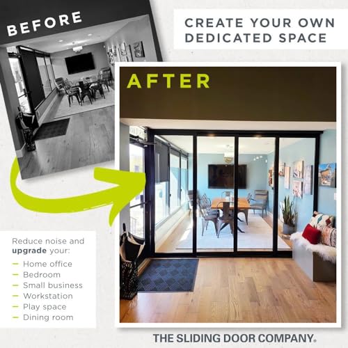 TSDC Large 90"x80" Triple Pane Multi Sliding Glass Wall Room Divider with Aluminum Framed Clear Tempered Glass I194370