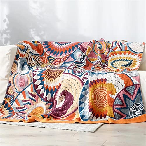 Boho Throw Blanket for Couch Sofa Bed Decor, 100% Cotton, 78x90 inches N267716