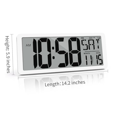 14.2" Digital Atomic Wall Clock Auto Backlight Battery Operated L25405