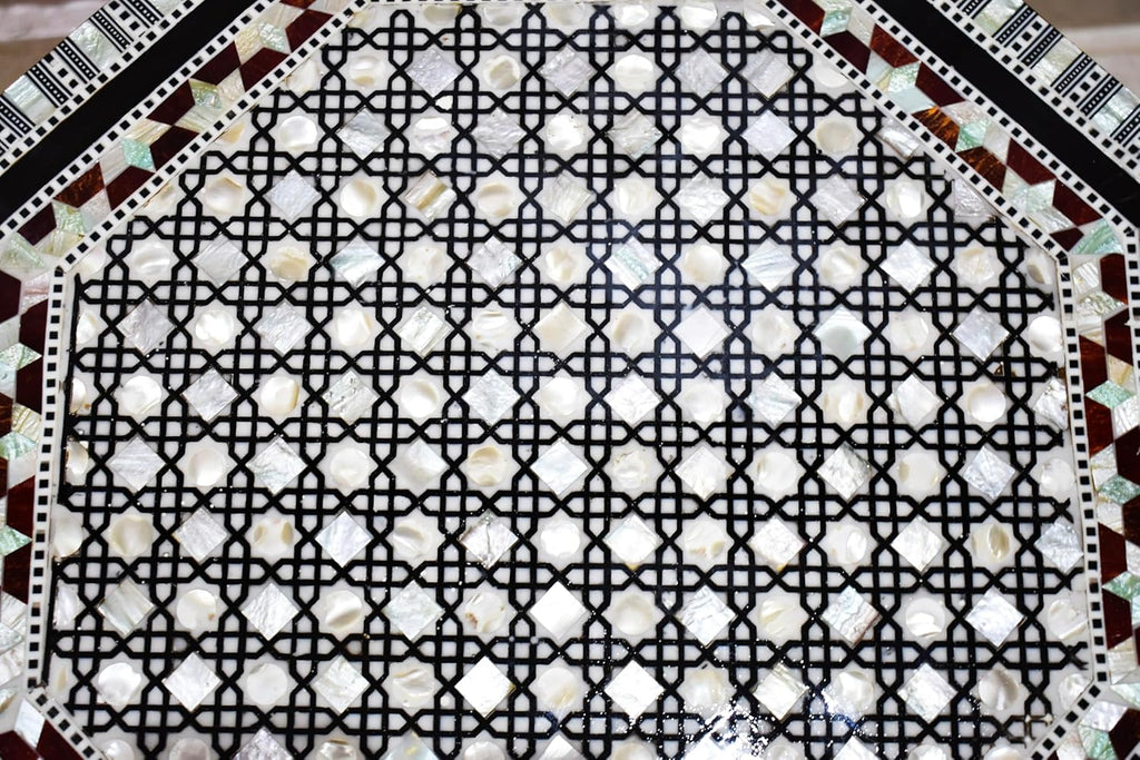 Mother of Pearl Moroccan Wood Octagonal Coffee Table V998