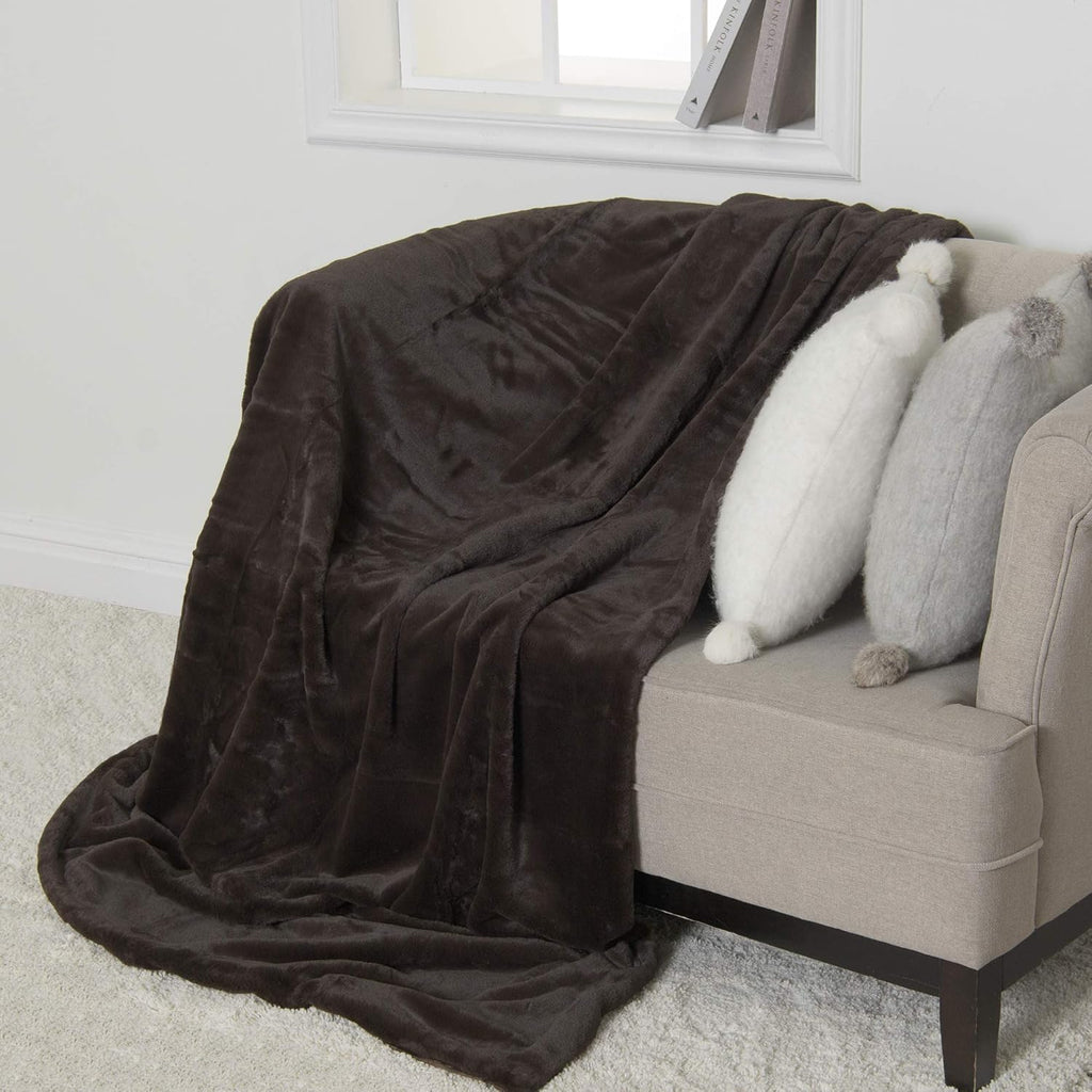 Luxe Faux Fur Throw - Chocolate - 58" W x 60" L R113458