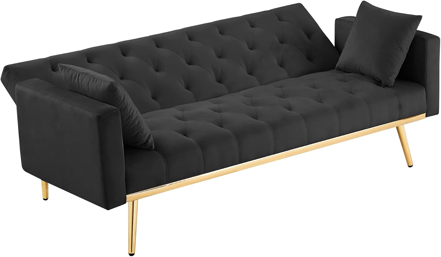 Black Convertible Folding Futon Sofa Bed for Compact Living Space U10765