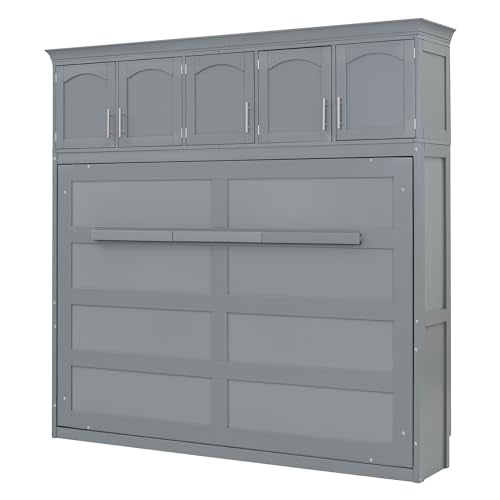 Full Size Murphy Bed with Built-in Wardrobe and 3 Drawers L229962