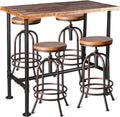 Industrial Pipe Design Bar Table(41.3inch H) and Set of 4 Vintage Bar Stools 26-32inch Height Adjustable Home Kitchen Bar Set for Office Coffee House Pub