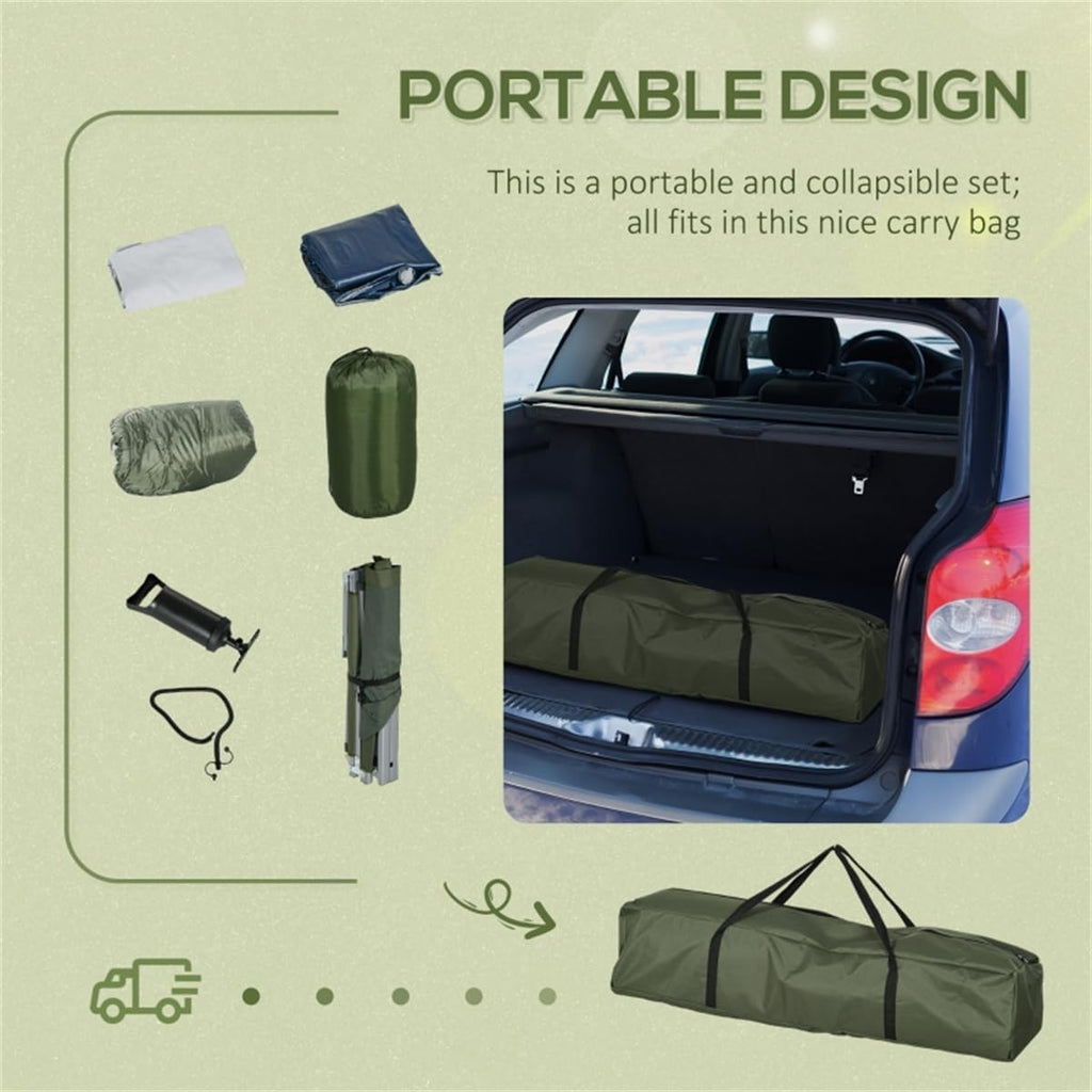 Fold Up Camping Bed with Air Cot, Sleeping Bag & Pump Q102