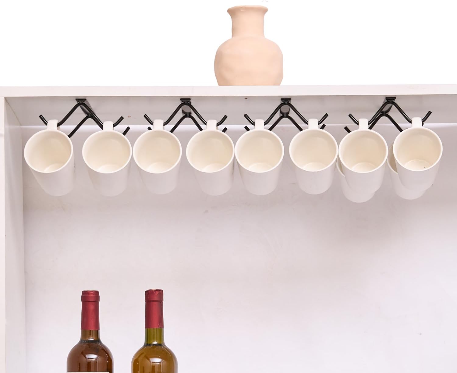 4 Packs Mug Holder Under Cabinet, 16 Hooks for Coffee Cups C963644