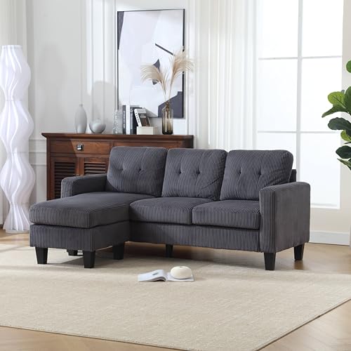 Modern Velvet L-Shaped Sofa with Reversible Chaise and Ottoman B25676