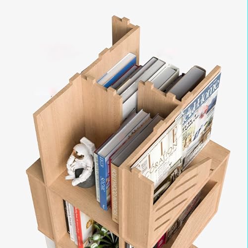 Rotating Wooden Bookshelf 360° Storage Display Rack for Living Room Q2146