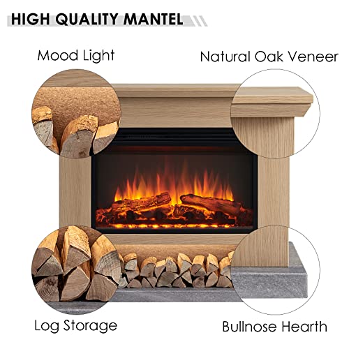 LegendFlame Camille Electric Fireplace with Mantel, Cream White W534