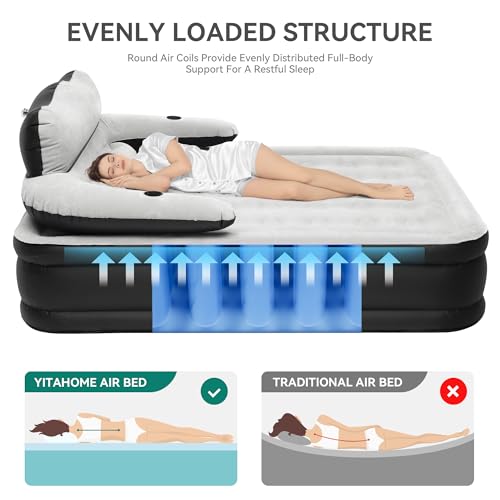YITAHOME Queen Air Mattress with Built-in Pump and Headboard G273