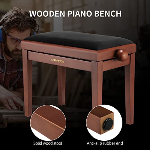 Starfavor Adjustable Wooden Piano Bench with Padded Seat, SPB-480N V9928