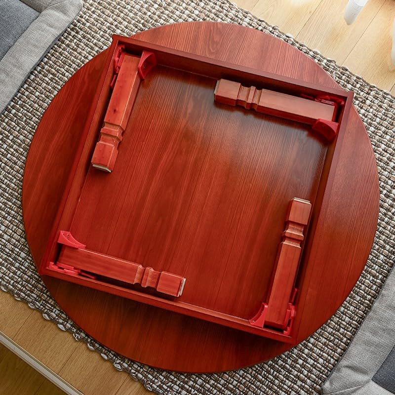 Round Korean Coffee Table Folding Leg Wood 60x60x26cm Z8792