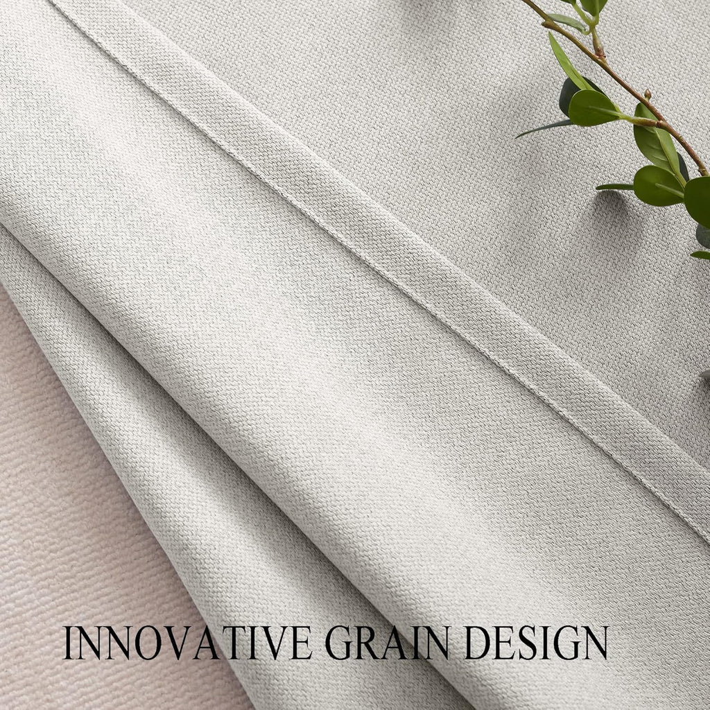 Faux Linen Total Blackout Extra Long Curtain, 2 Story for High Ceiling, Silver White, 1 Panel, 52 x 144 Inch G553