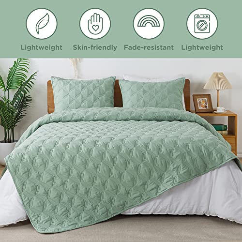 Litanika Twin Size Summer Quilt Comforter Teal - Lightweight Bedspreads & Coverlets Turquoise - 2 Pieces (1 Quilt, 1 Pillowcase) O3575