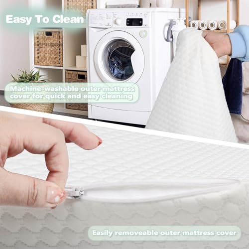 Pack and Play Mattress 38x26 Trifold with Removable Cover, Dual-Sided Firm Support & Comfort Memory Foam E612