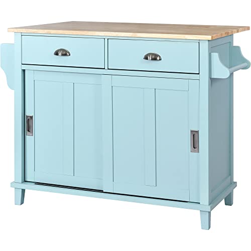 Kitchen Island Cart on Wheels with Drawers and Storage Cabinet, Black M163